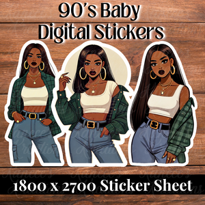 90’s Baby Digital Stickers | SS195 | Limited Commercial License