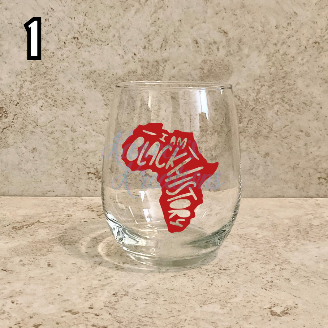 I Am Black History Stemless Wine Glass