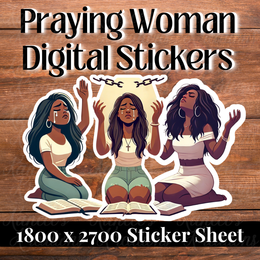 Praying Woman Digital Stickers | SS192 | Limited Commercial License